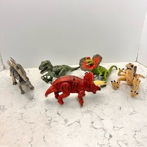 WORKS! Kid Galaxy Lot 5 Dinosaurs Posable Electronic Make Sounds Eyes Light Up